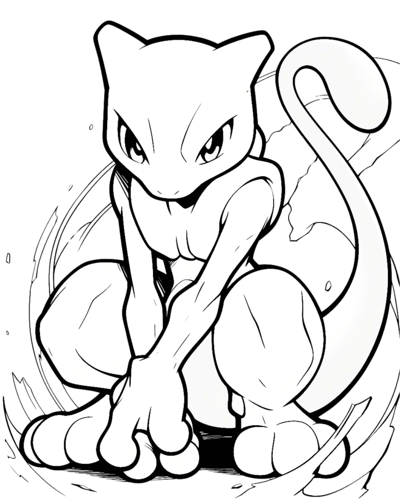 Kawaii Mewtwo Coloring Page