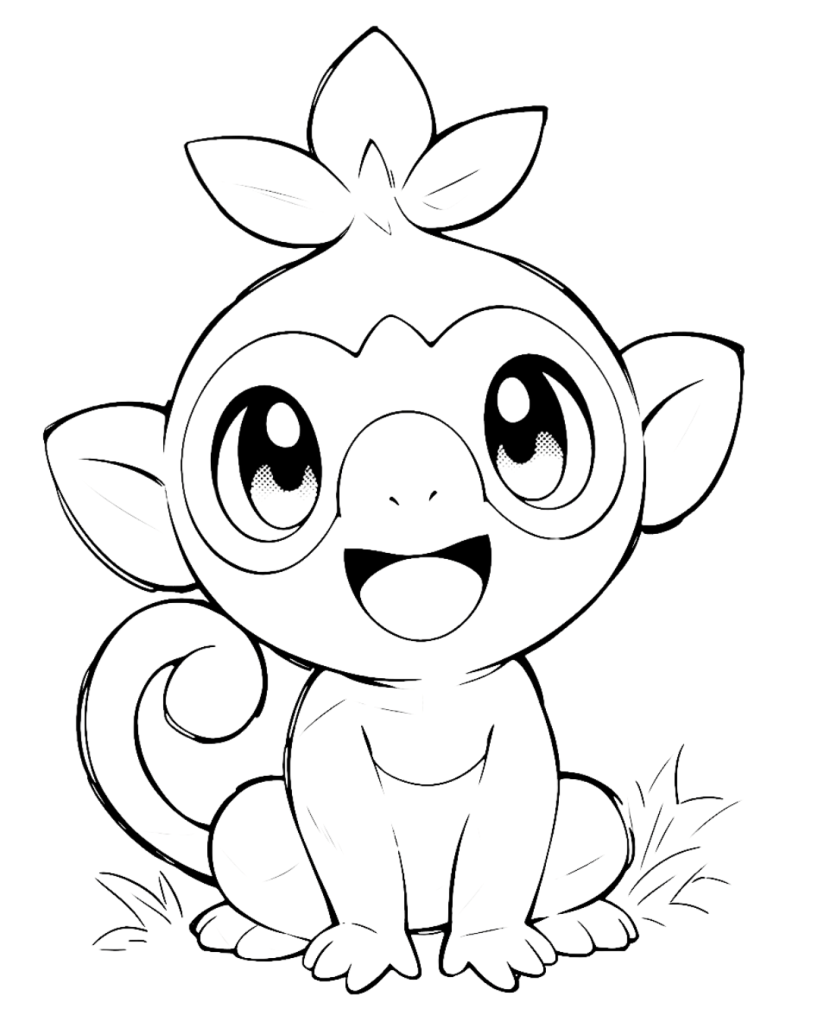 Cute Grookey Coloring Page