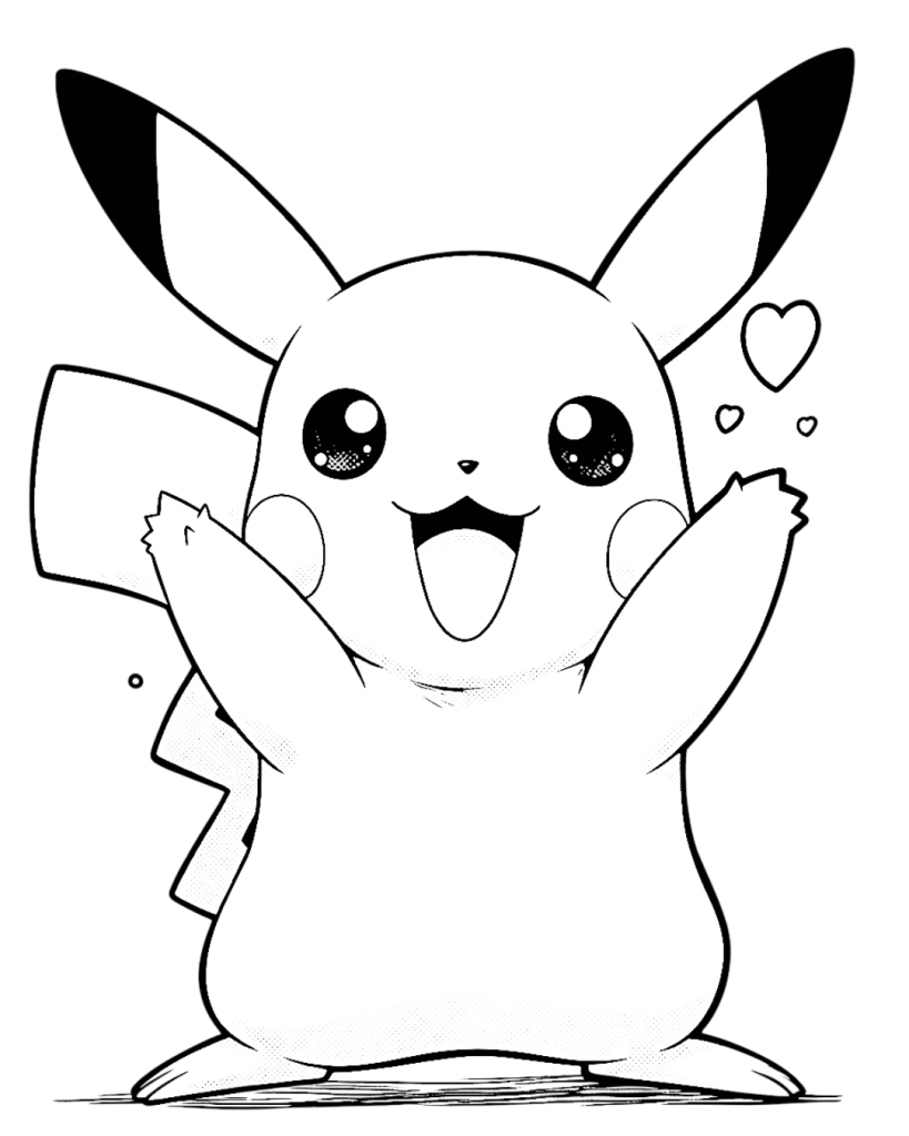 Lovely Pikachu Coloring Page