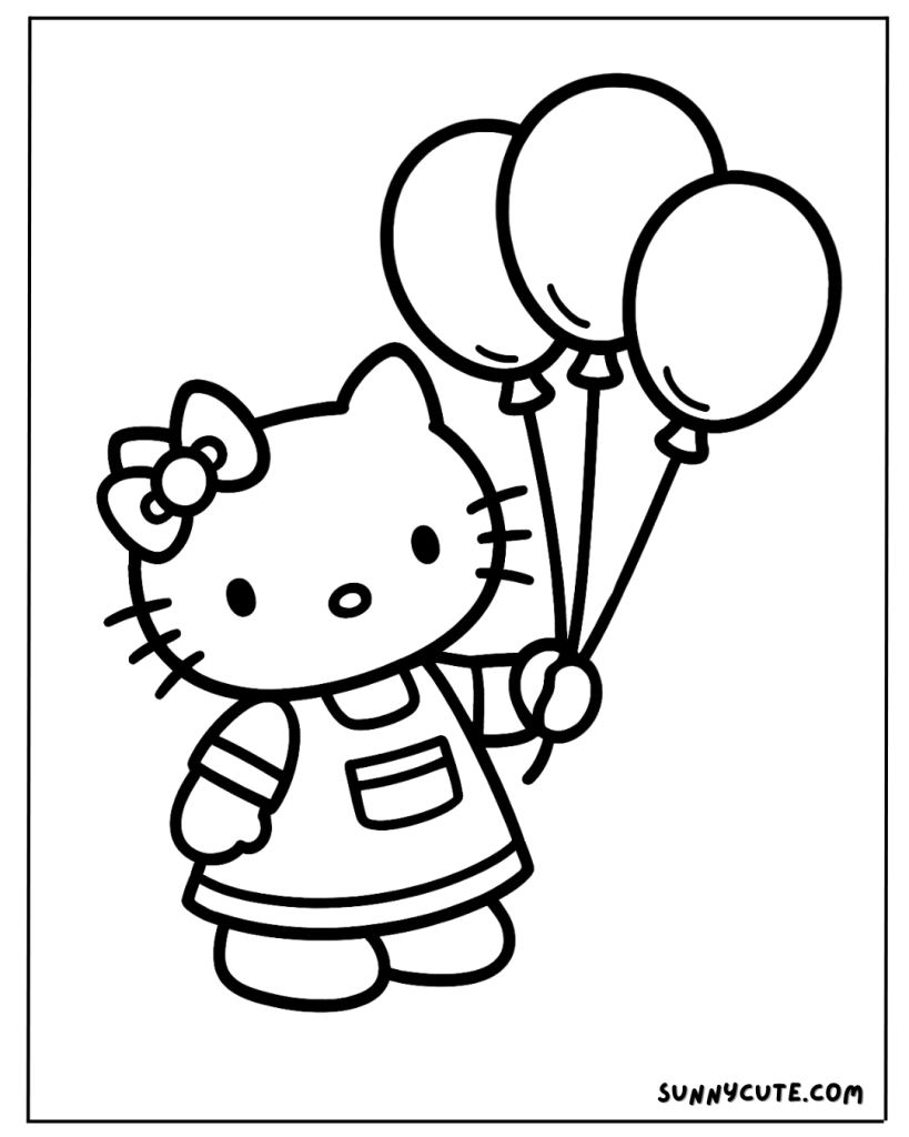 Cute Hellow Kitty Coloring Page
