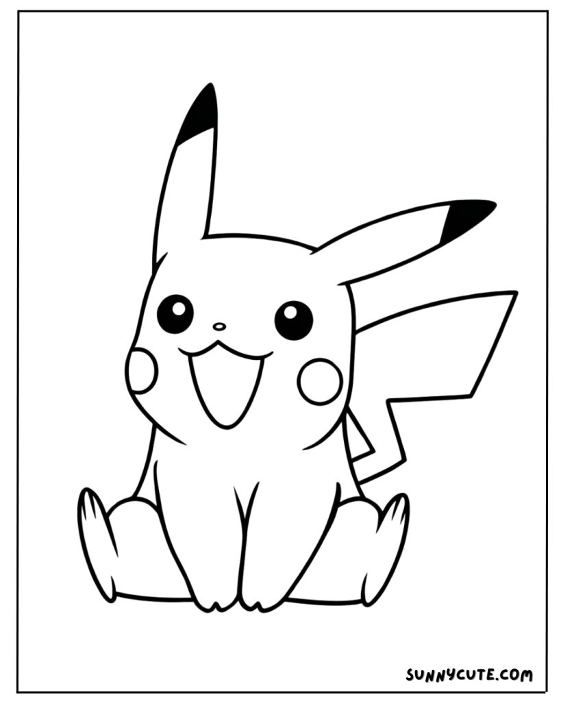 Cute Pikachu Coloring Page