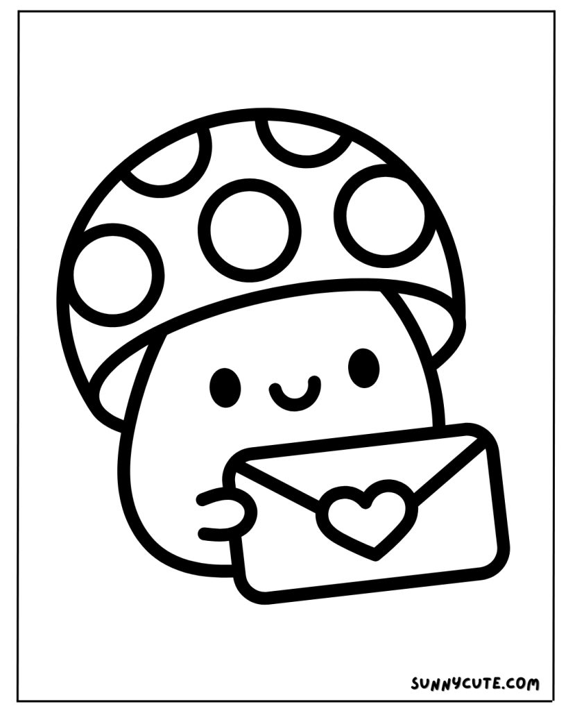 Cute Mushroom Coloring Page