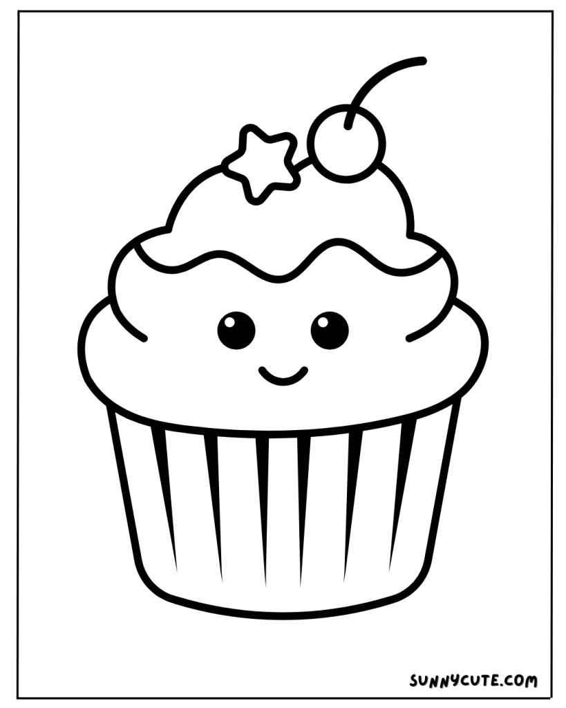 Cute Cupcake Coloring Page