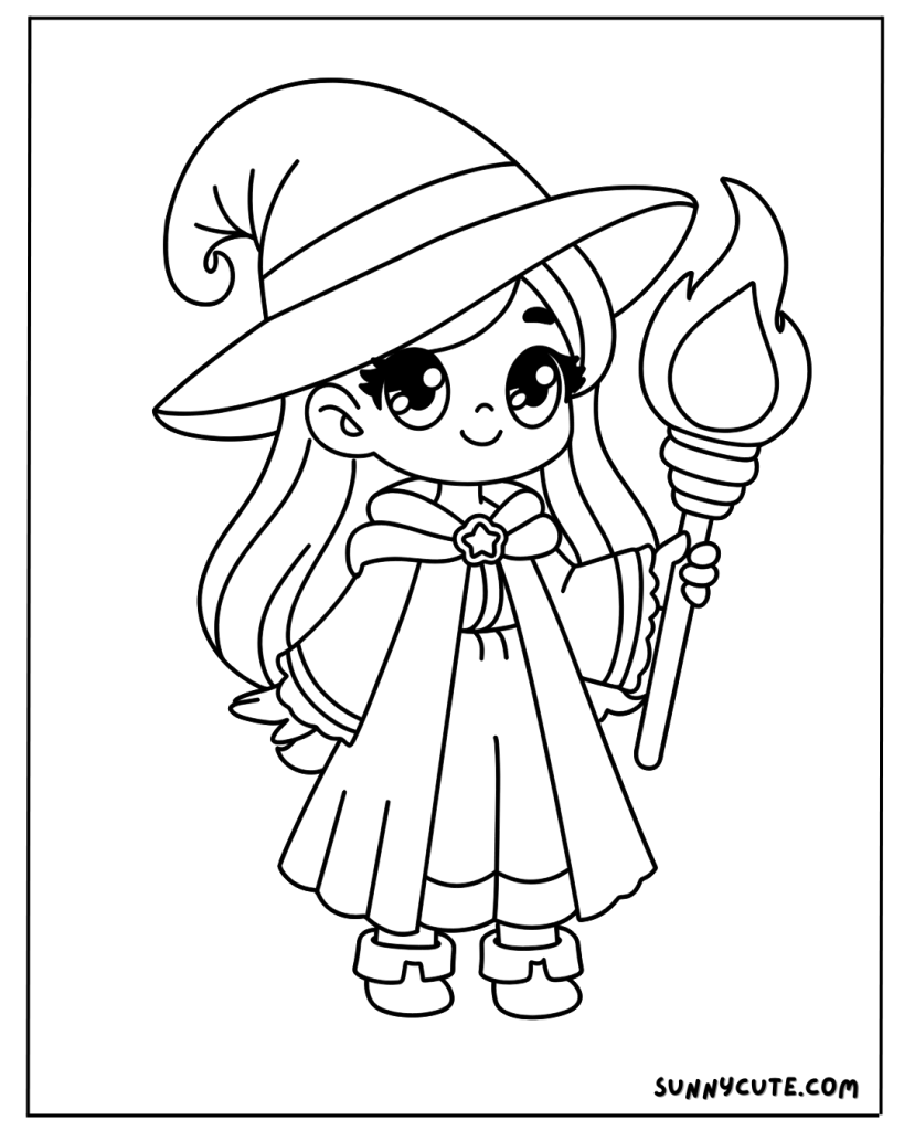 Cute Witch Coloring Page