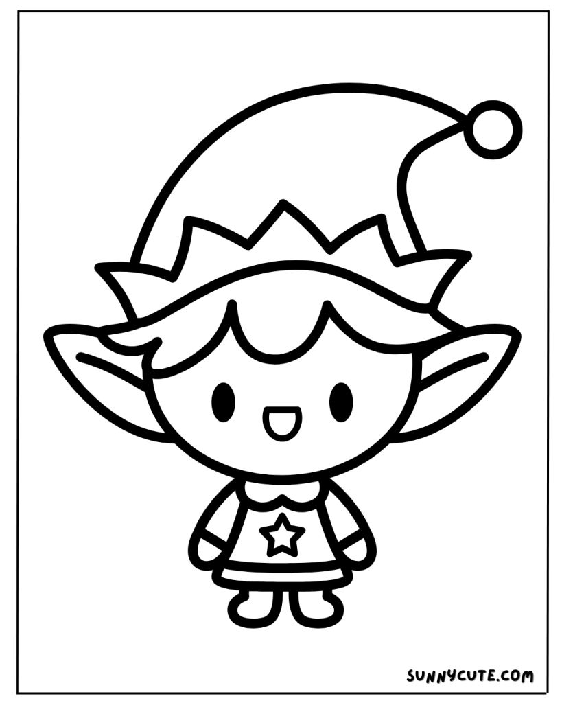 Cute Elf Coloring Page