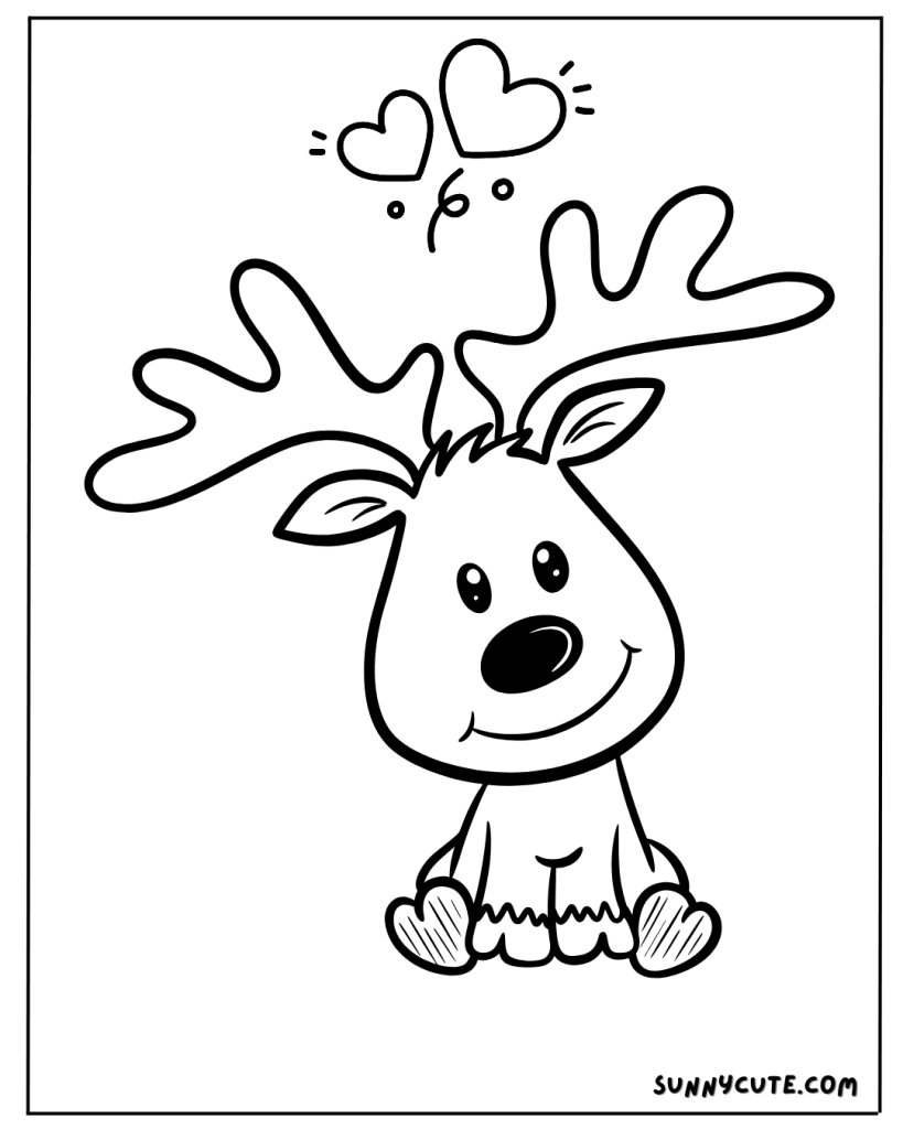 Cute Reindeer Coloring Page