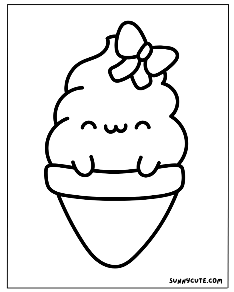 Cute Ice Cream Coloring Page