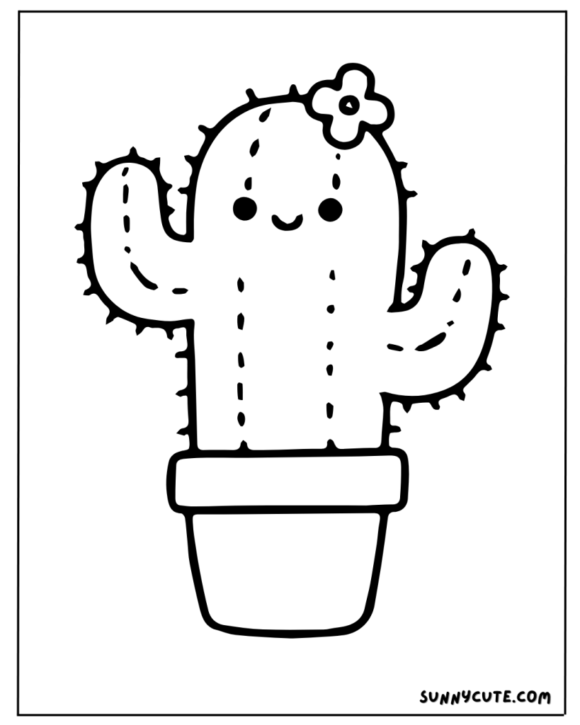 Cute Cactus Coloring Page