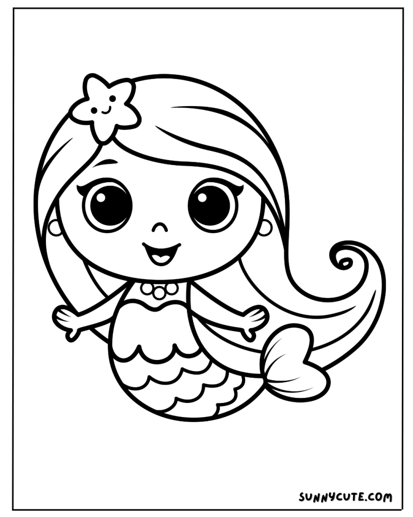 Cute Mermaid Coloring Page