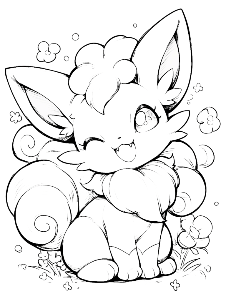 Cute Vulpix Coloring Page