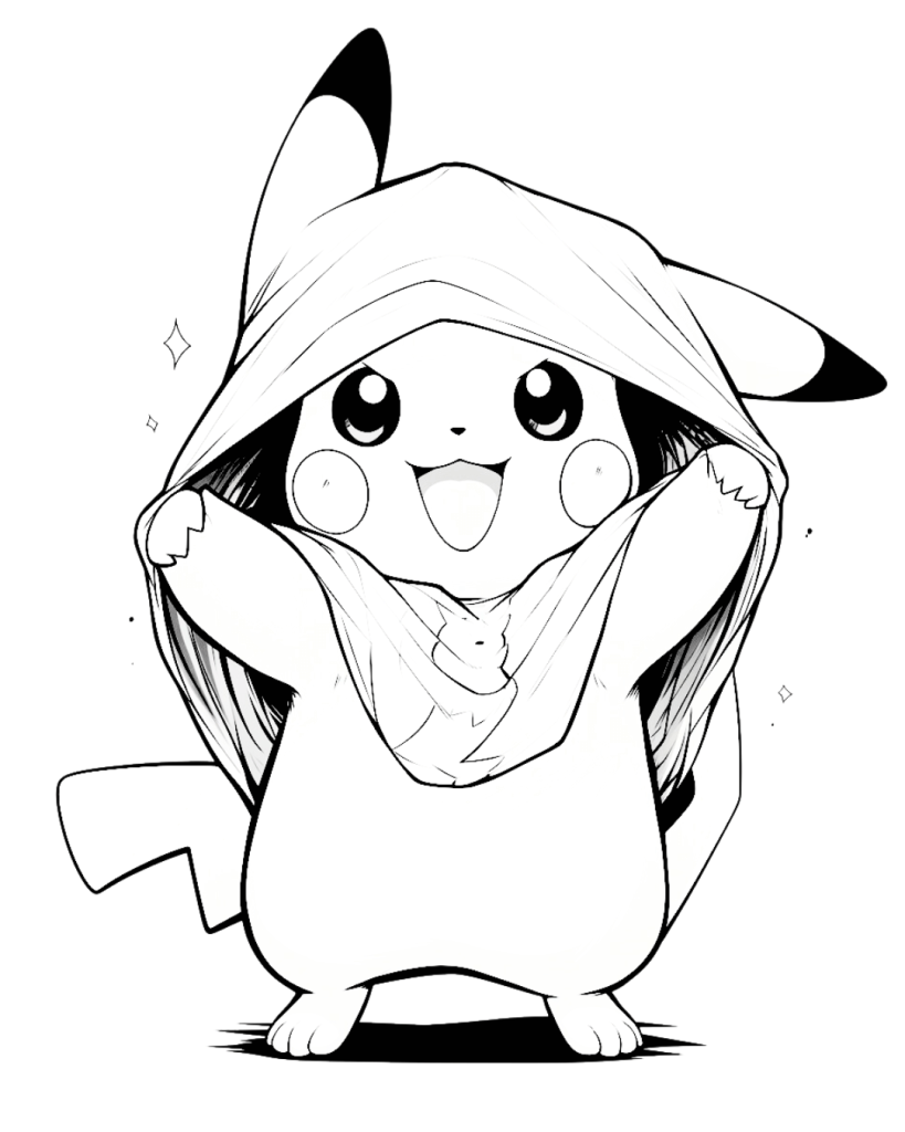 Cute Pikachu Coloring Page