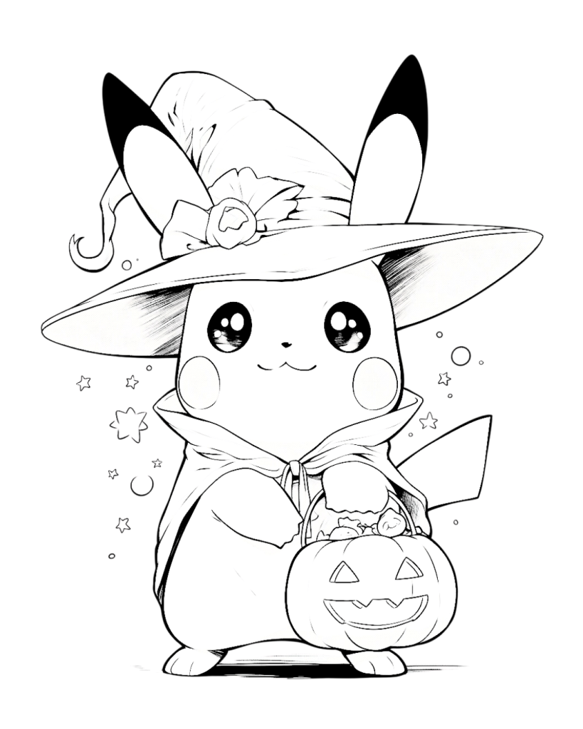 Pikachu in a Halloween Costume coloring page