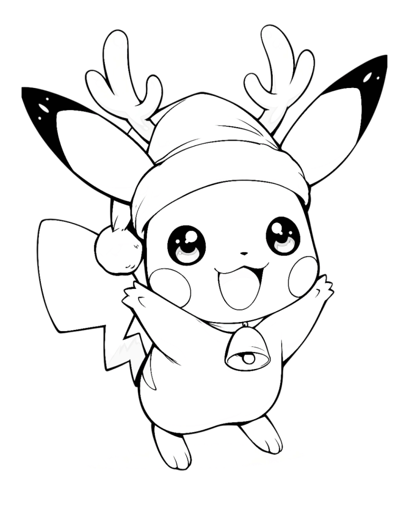 Santa Pikachu Coloring Page