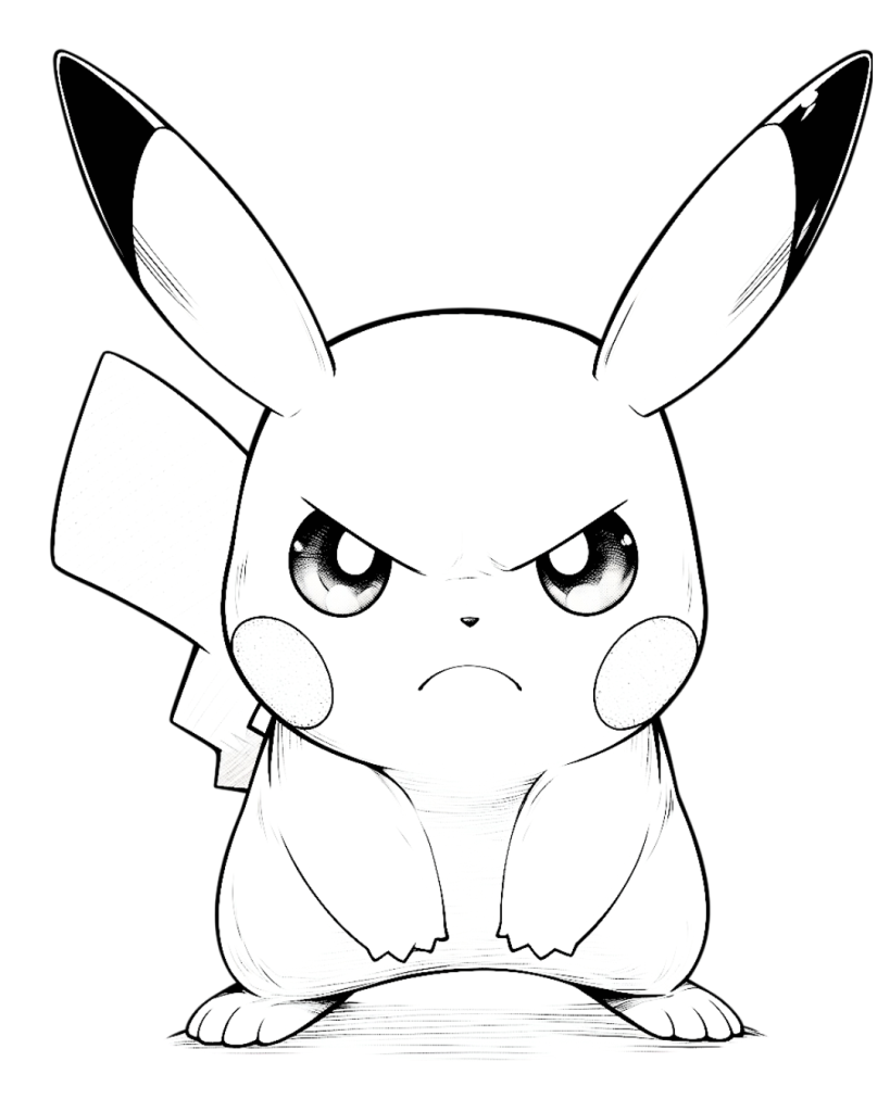 Angry Pikachu Coloring Page