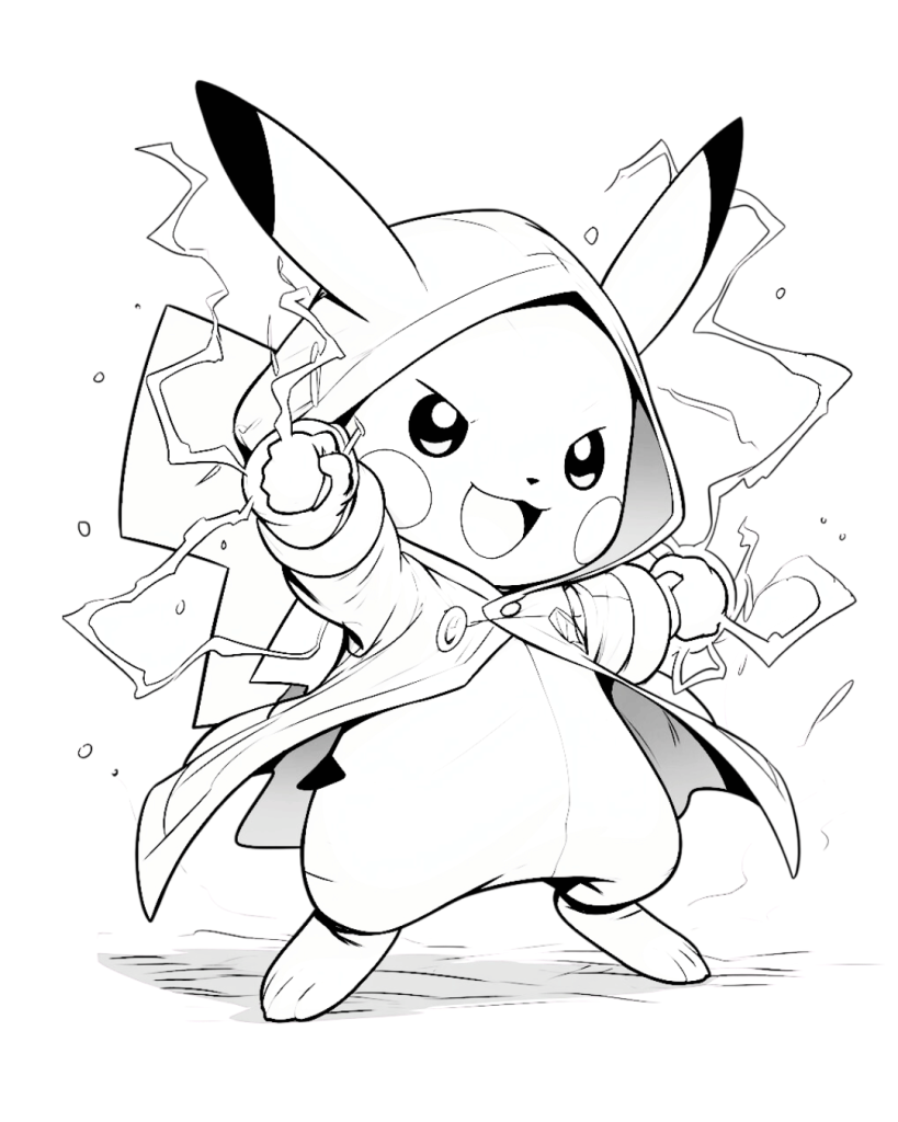 Superhero Pikachu Coloring Page