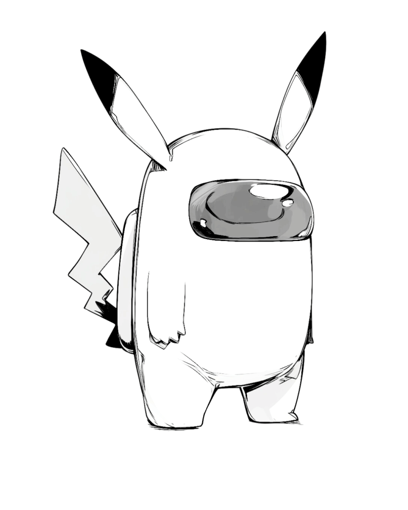 Among Us Pikachu Coloring Page