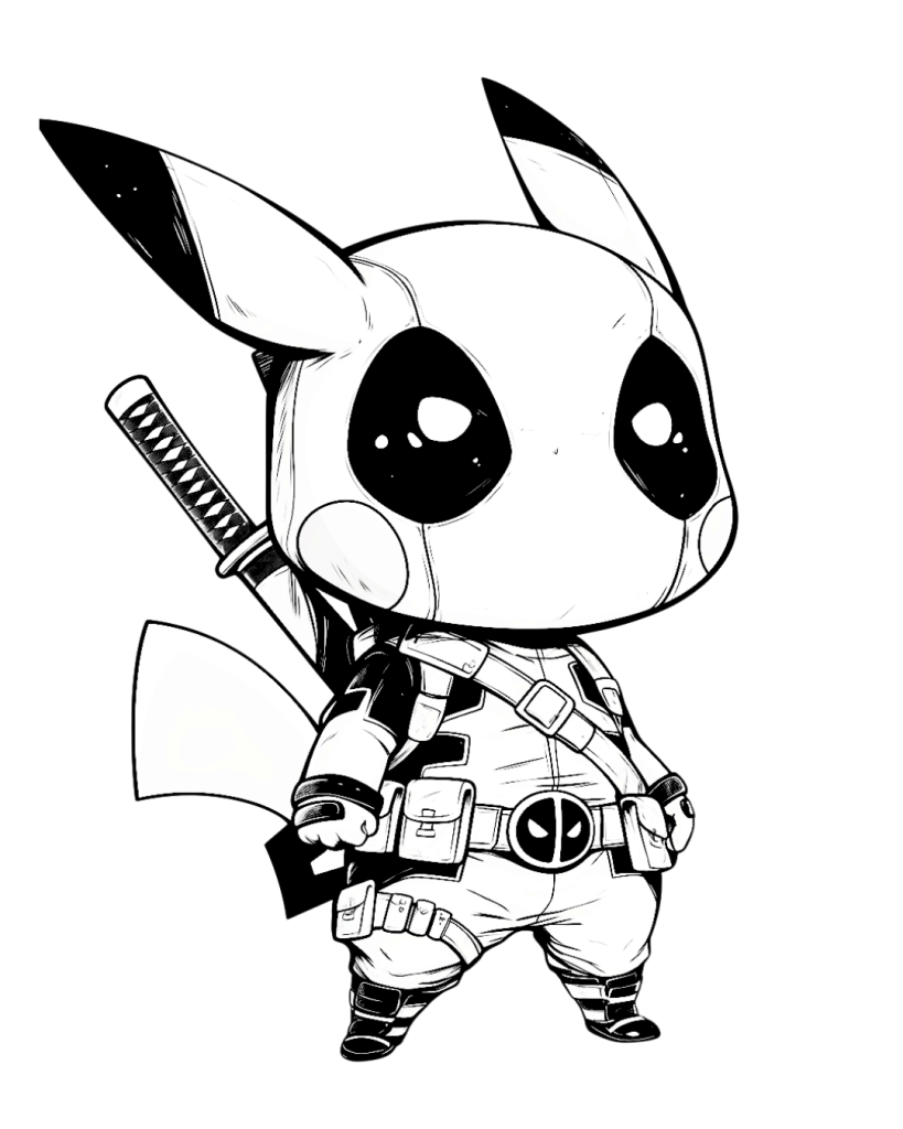 Deadpool Pikachu Coloring Page