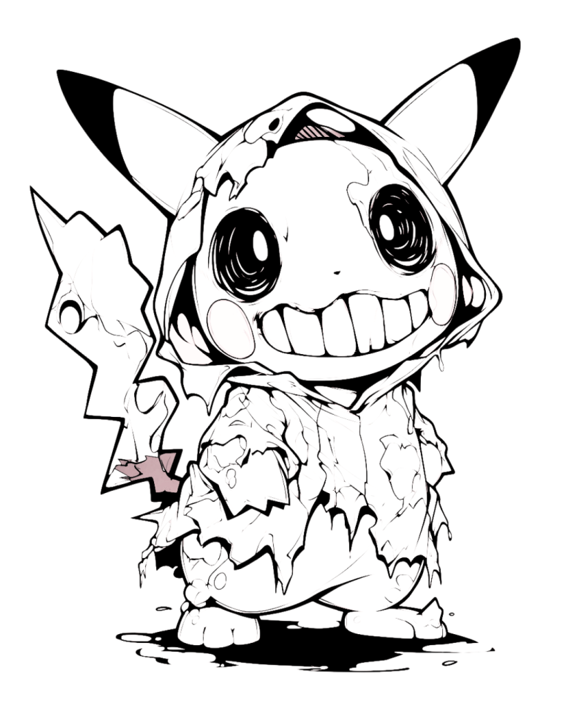 Zombie Pikachu Coloring Page