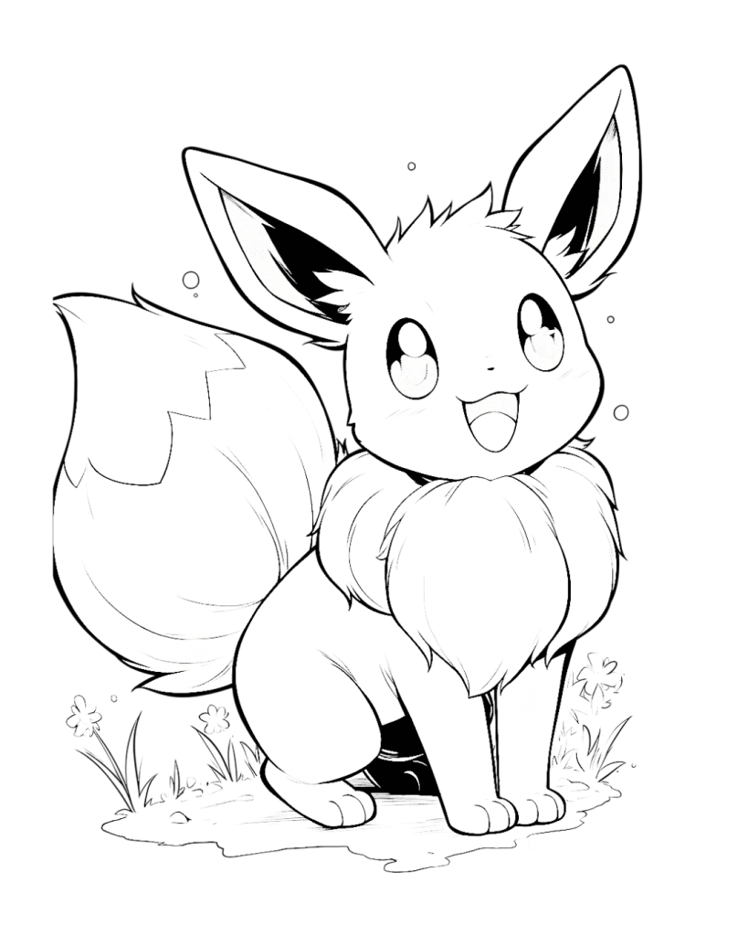 Happy Eevee Coloring Page