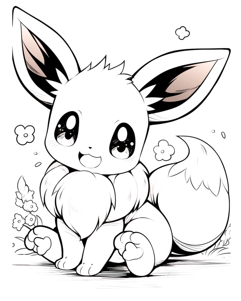 Kawaii Baby Eevee Coloring Page