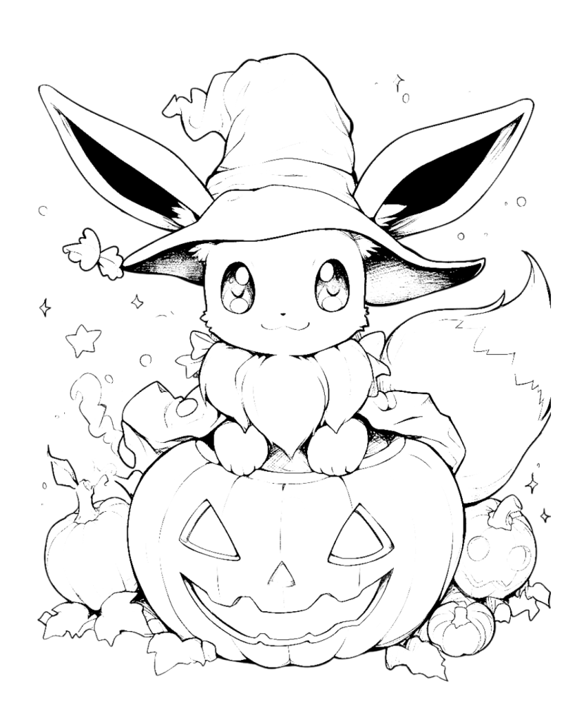 Eevee Pumpkin Halloween Coloring Page