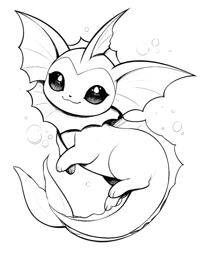 Cute Vaporeon Coloring Page