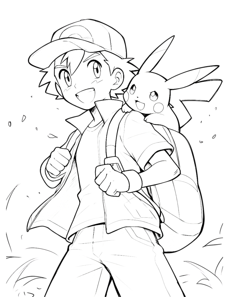 Cute Ash Coloring Page