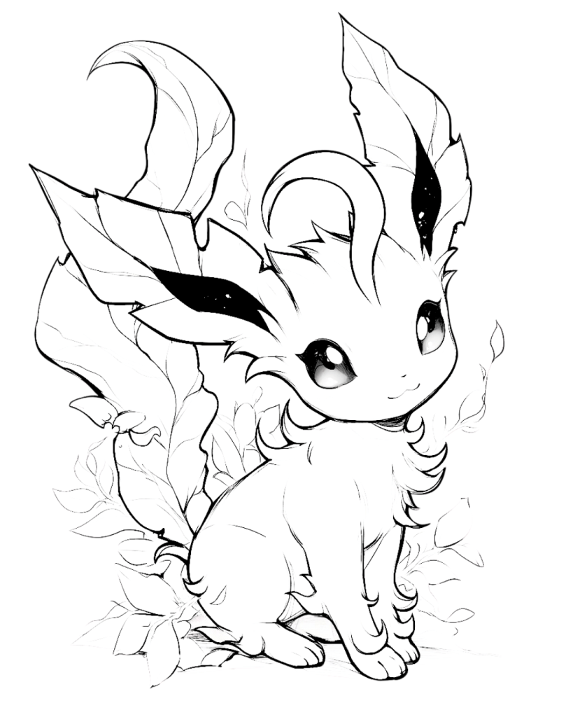 Kawaii Leafeon coloring Page