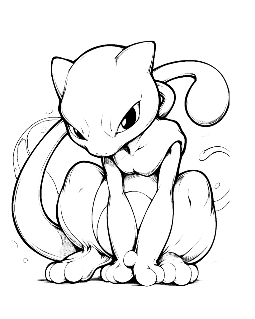 Angry Mewtwo Coloring Page