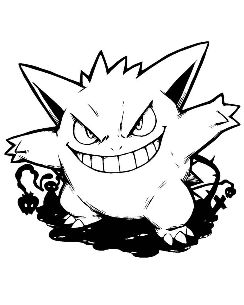 Ghost Pokemon Gengar Coloring Page