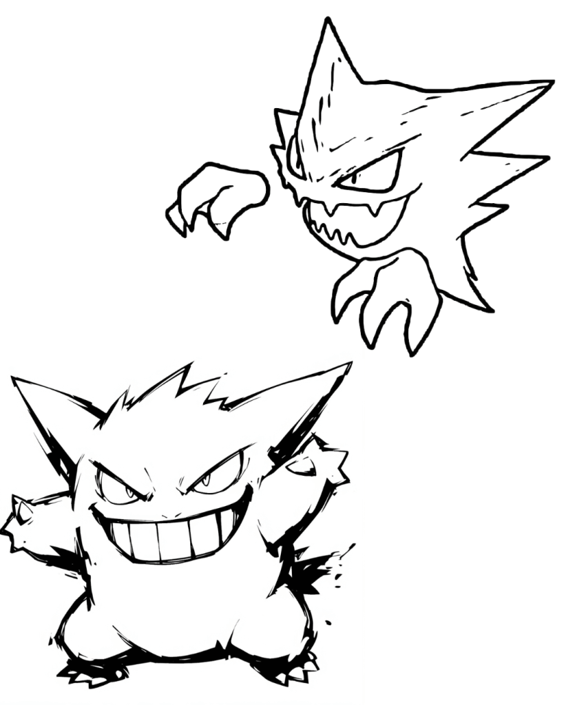 Gengar and Haunter Coloring Page