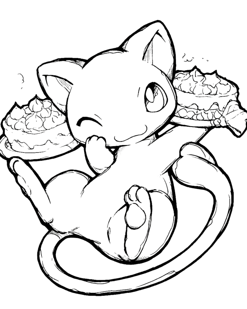 Kawaii Mew Coloring Page