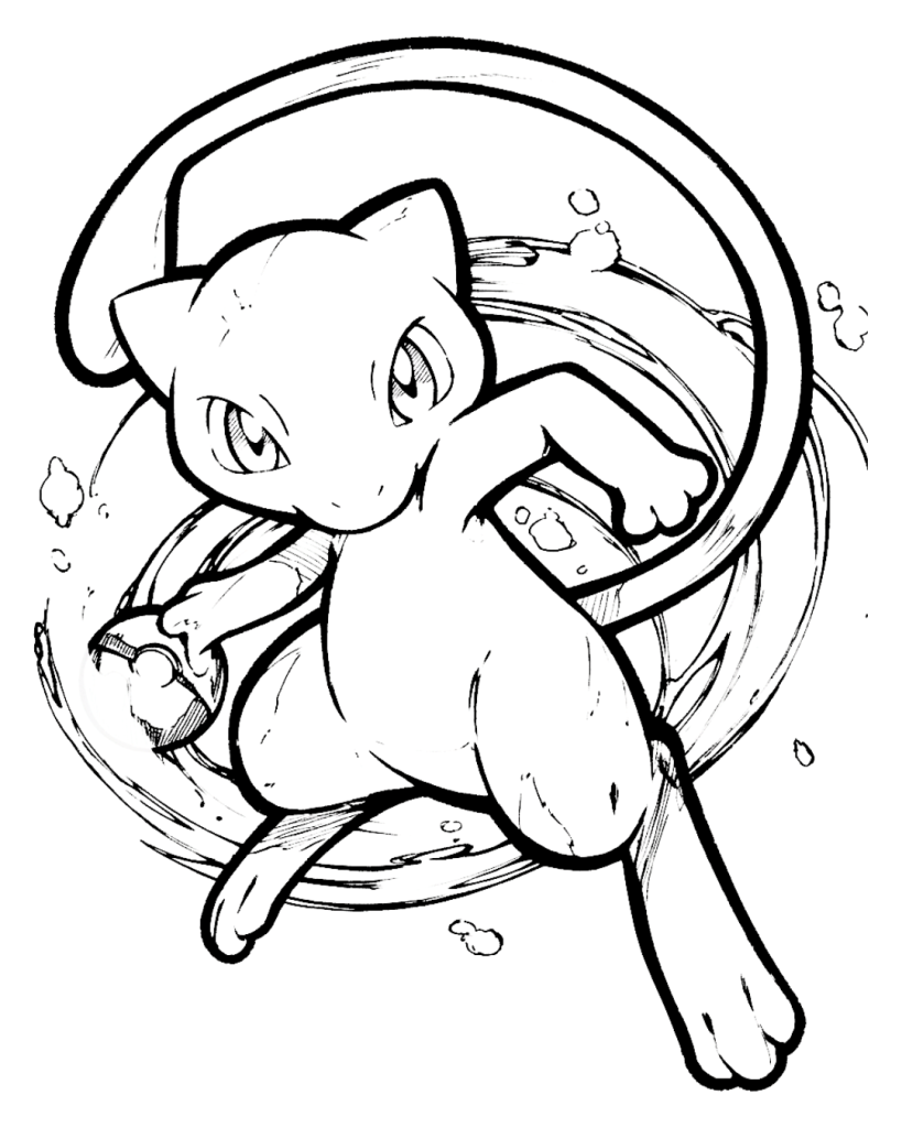 Mew Holding Pokeball Coloring Page