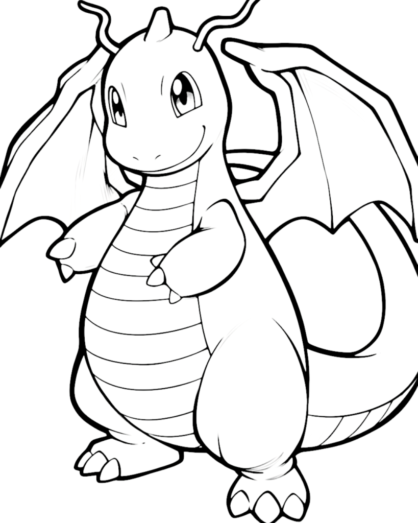 Kawaii Dragonite Coloring Page