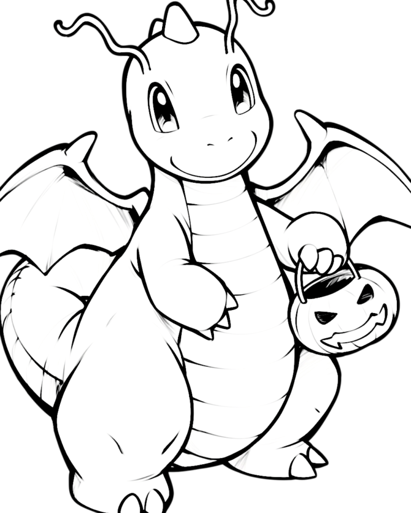 Dragonite Halloween Coloring Page