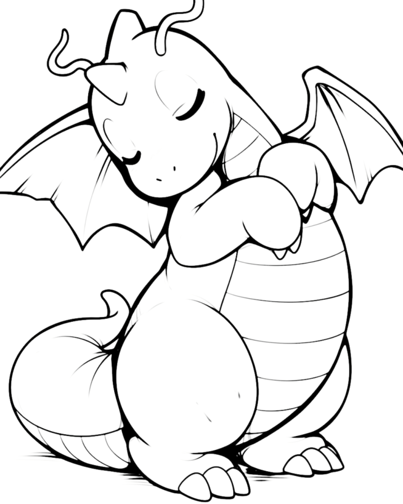 Sleeping Dragonite Coloring Page