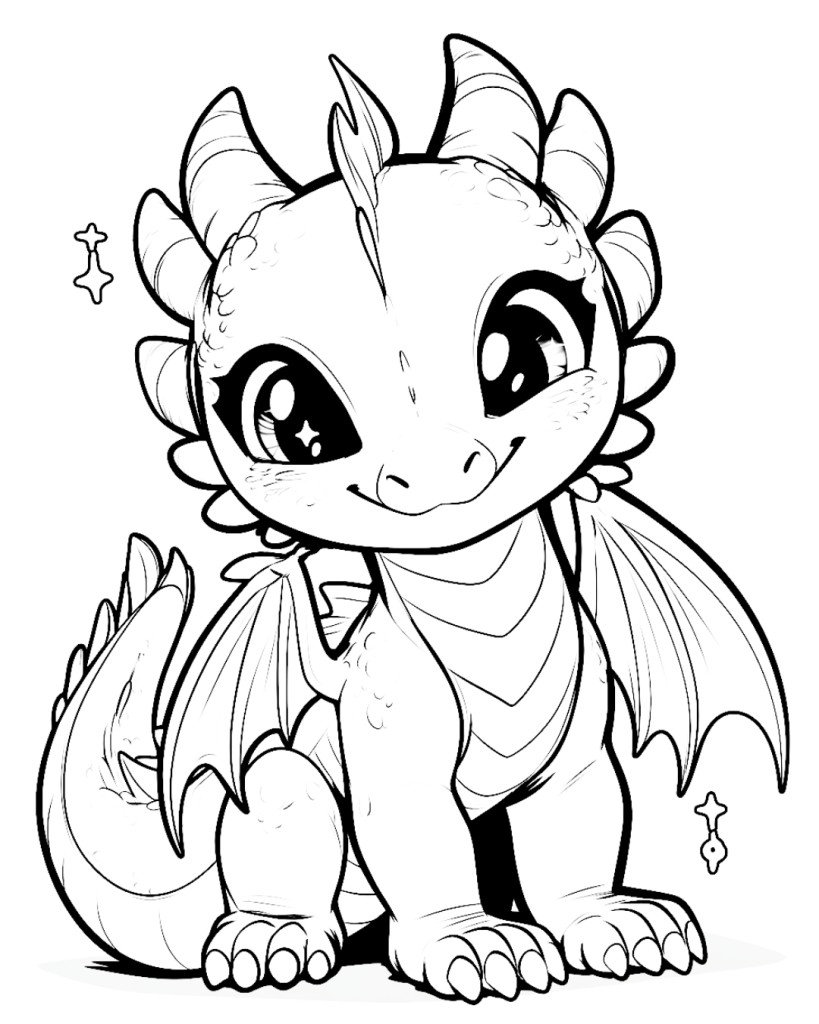 Cute Baby Dragon Coloring Page