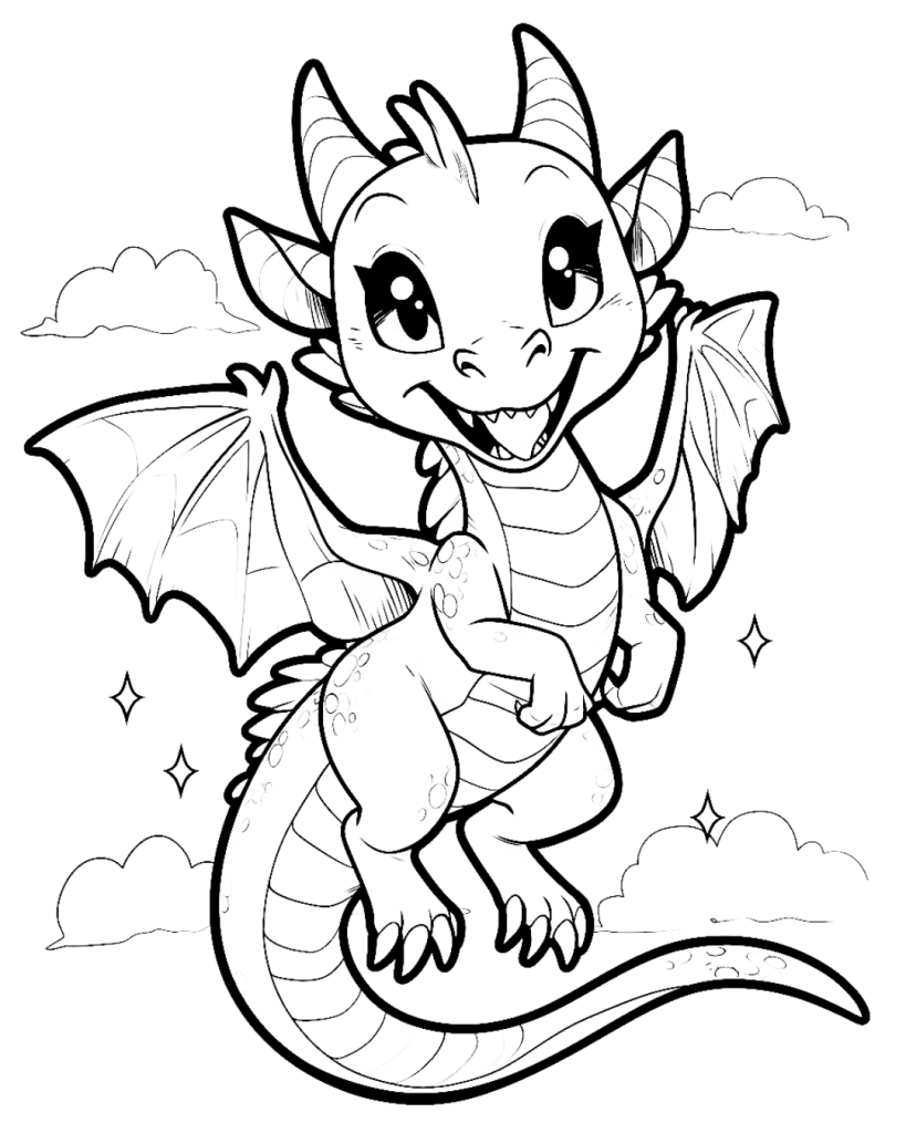 Dragon Flying Coloring Page