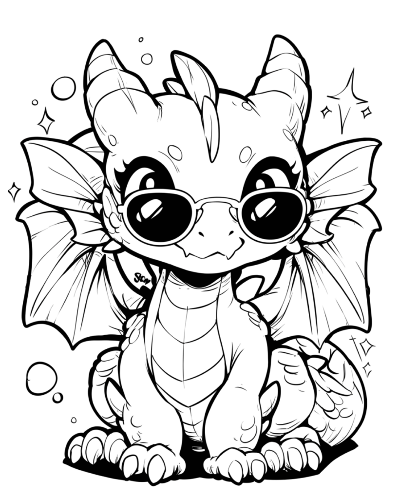 Cute Female Dragon Coloring Page