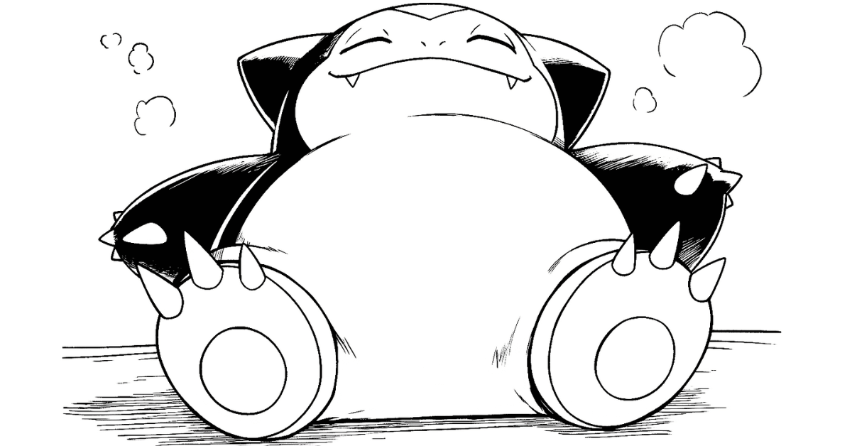 Cute Snorlax Coloring Pages: Free PDF Printables