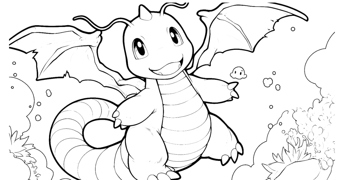 Cute Dragonite Coloring Pages: Free PDF Printables