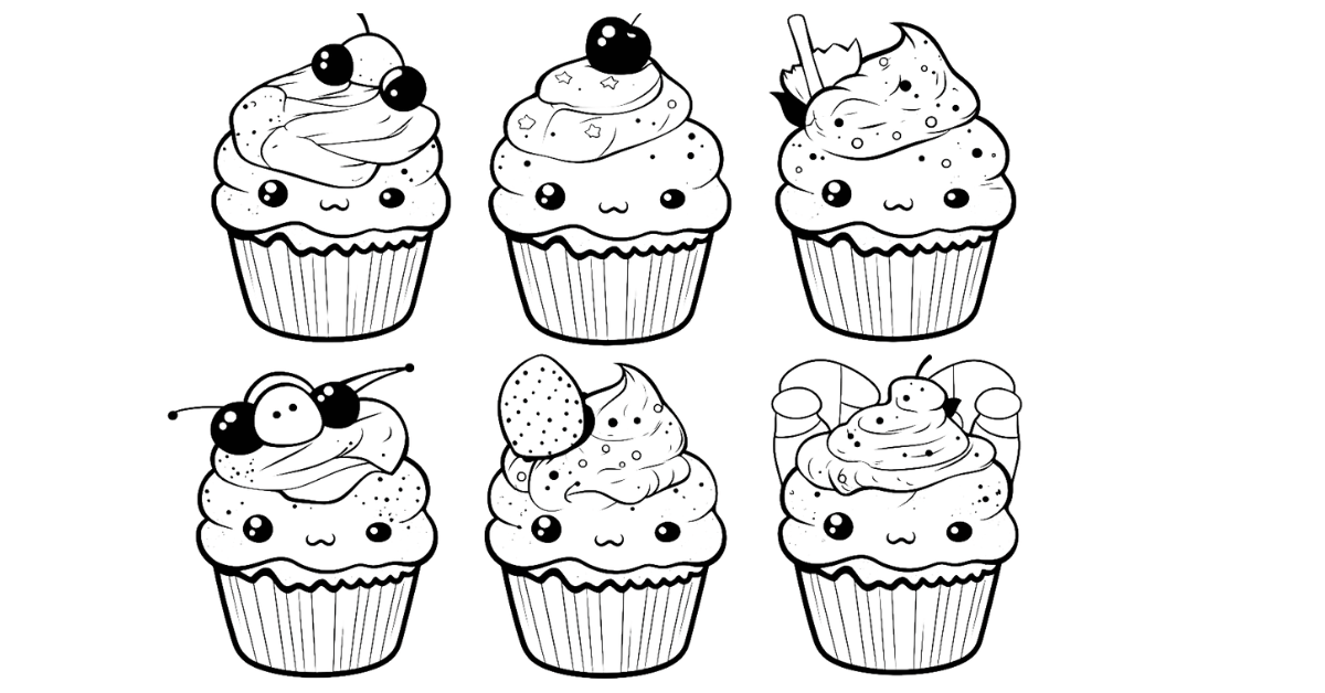 Cute Cupcake Coloring Pages: Free PDF Printables