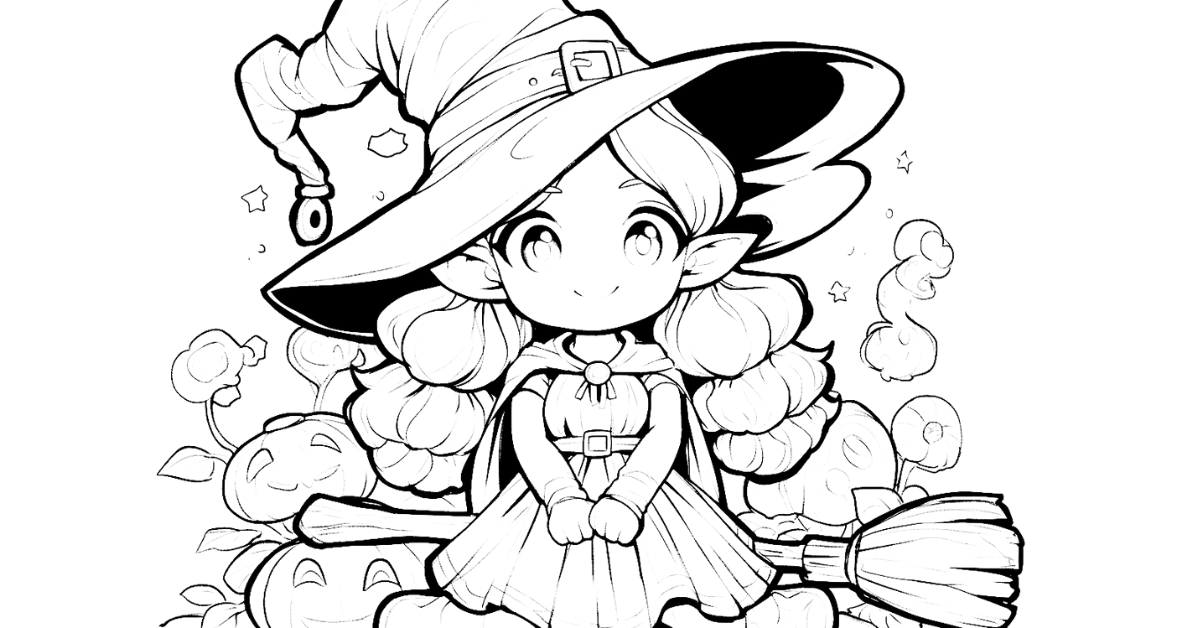 Cute Witch Coloring Pages