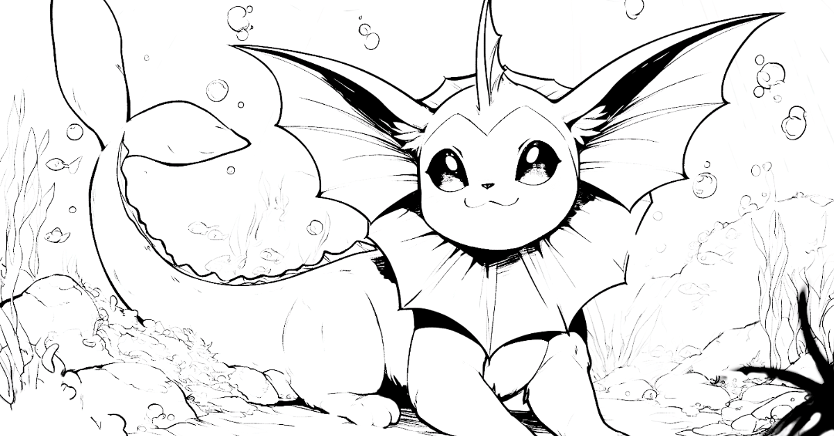 Cute Vaporeon Coloring Pages: Free PDF Printables