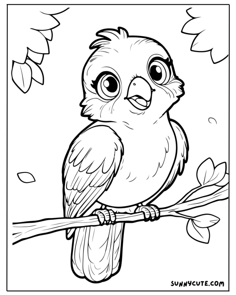 Bird in forest Coloring Page