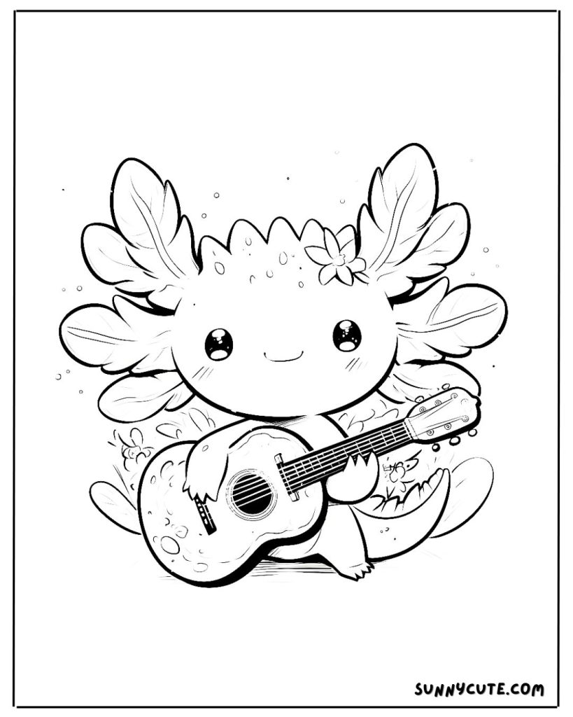 Cute axolotl coloring page