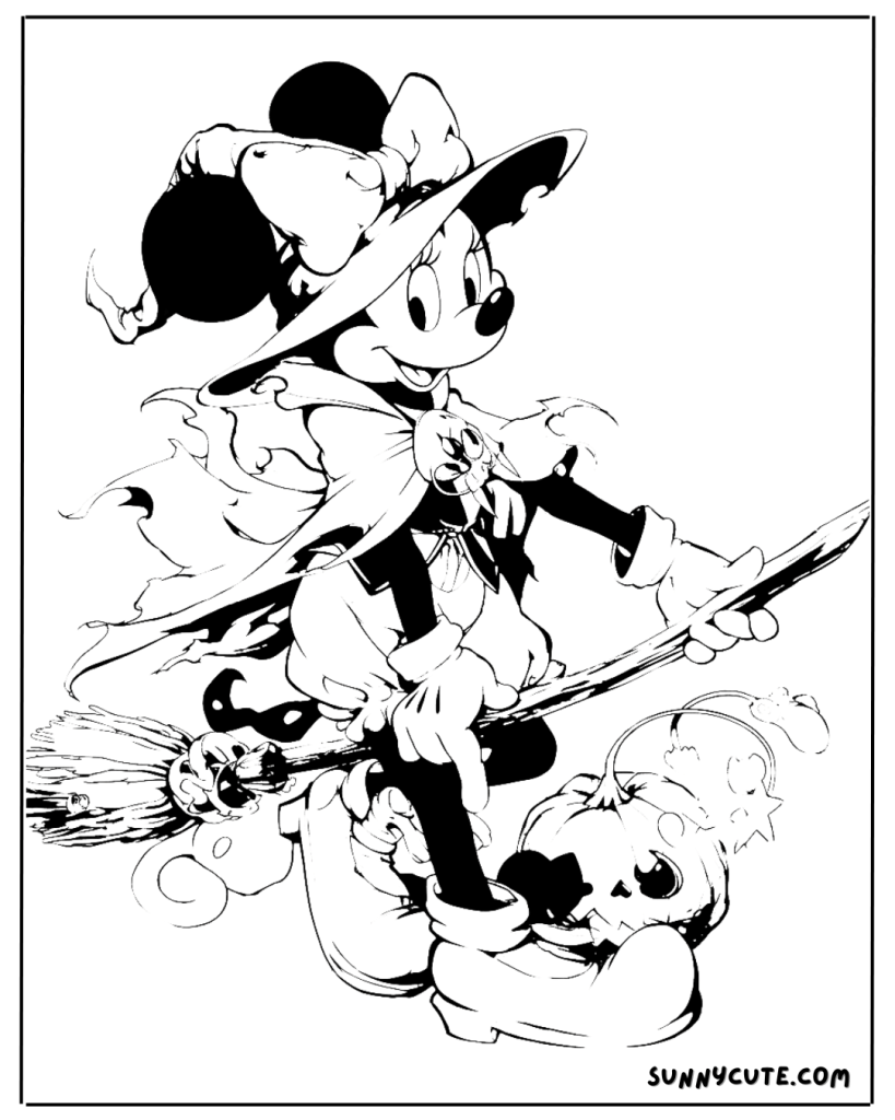 Minnie mouse witch coloring page
