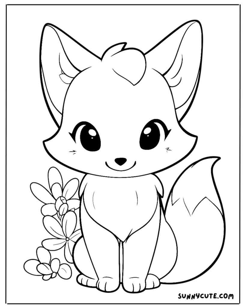 Kawaii Fox Coloring Page