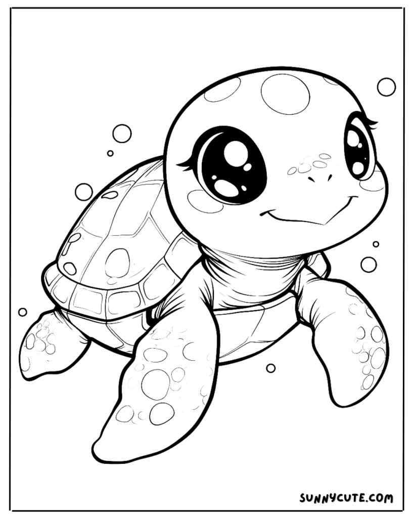 Cute Turtle Coloring Page