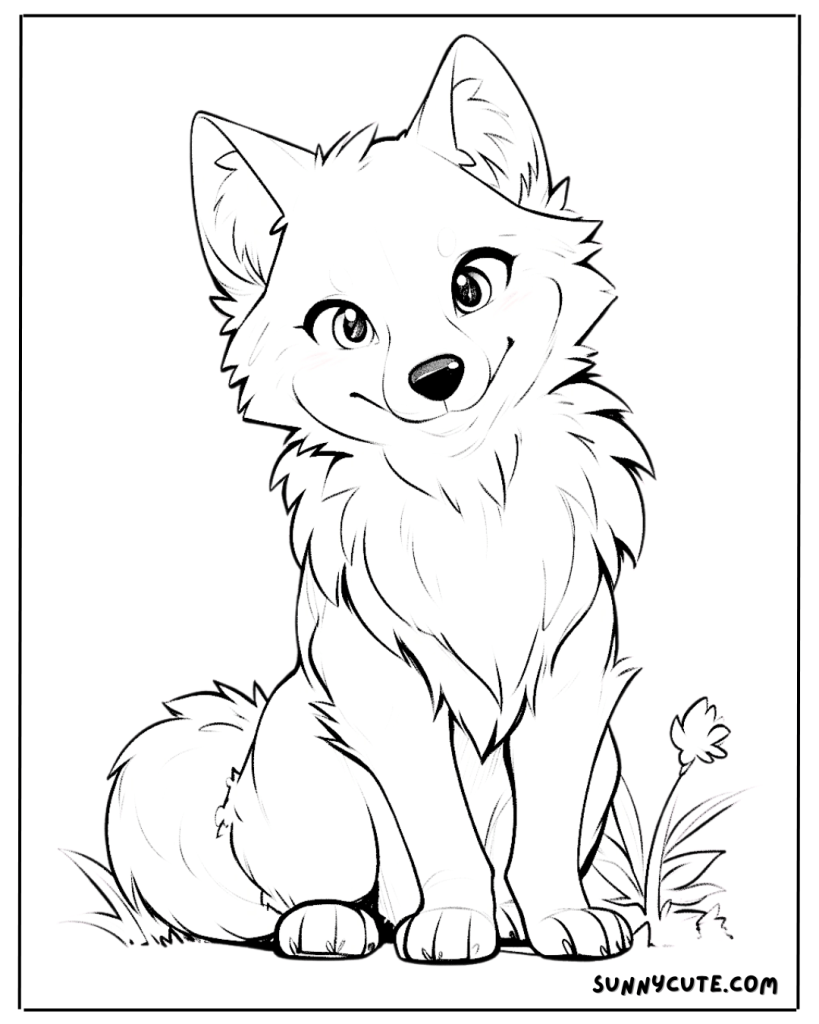 Cute Wolf Coloring Page